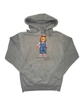 The Dirt Label Chucky Bear Hoodie Men’s M Gray Horror Graphic USA Made